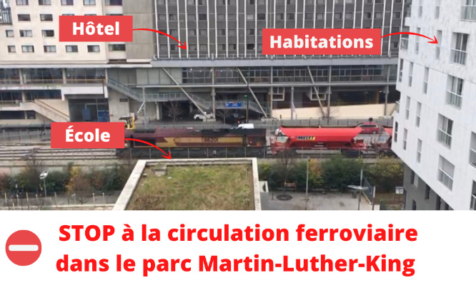 STOP À LA CIRCULATION FERROVIAIRE DANS LE PARC MARTIN-LUTHER KING !