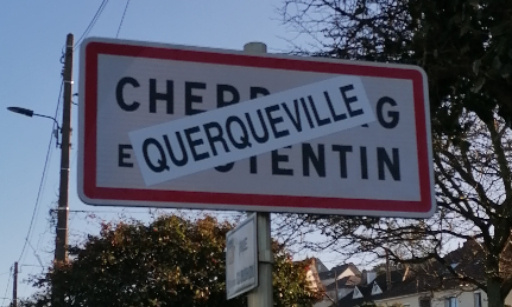 Pour la remise en place des panneaux d'entrée de Ville Querqueville commune déléguée de Cherbourg en Cotentin
