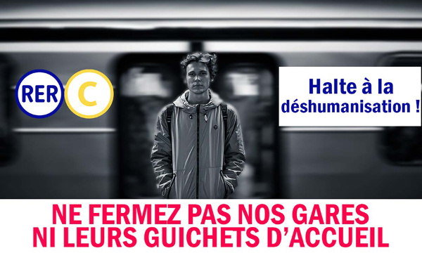 RER C : NON A LA FERMETURE DES HALLS VOYAGEURS ET GUICHETS D'ACCUEIL DES GARES EN SUD ESSONNE !