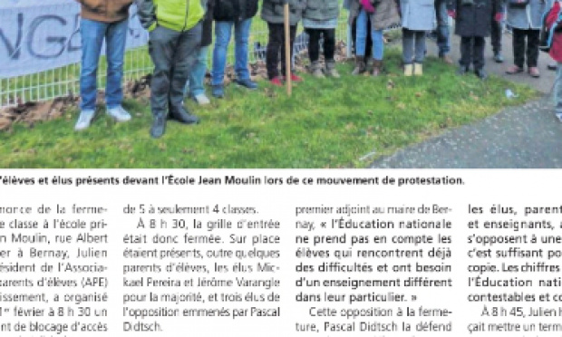 Non à la fermeture de classe école primaire Jean moulin bernay
