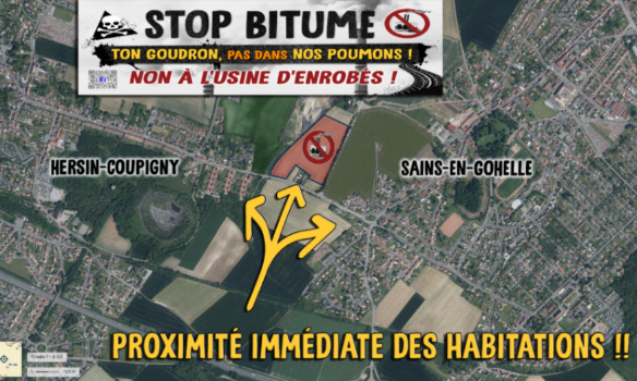 Non à la multiplication des centrales d'enrobage en France. Non à la nouvelle centrale d'enrobés à sains-en-gohelle (62).