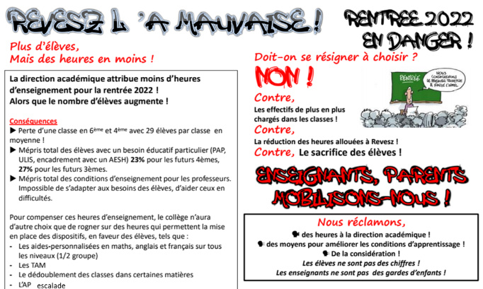 Collège Revesz Long : non à la garderie nationale ! Oui à l'Education Nationale !