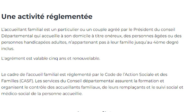 Pour la prise en compte des problèmes liés au métier de famille d'accueil de personnes âgées et/ou Handicapées et SMD3