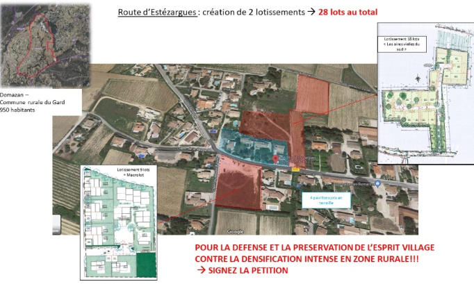 Non aux projets de densification et d'urbanisation massive de notre quartier pavillonnaire et rural à Domazan (30390)