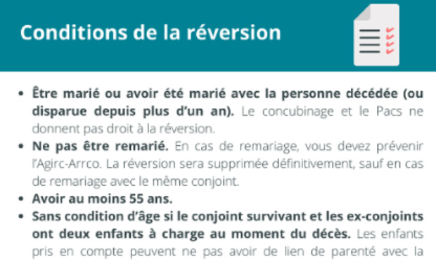 Pour le paiement de la réversion retraite complémentaire même en cas de remariage ou 2ème divorce