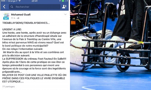 Retrouver le créneau d'entraînement de foot-fauteuil !