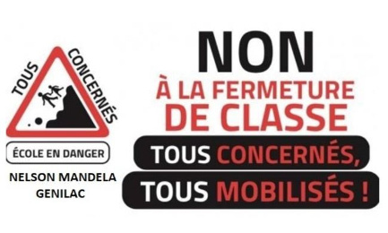 Non à la fermeture d'une classe à l'école Nelson Mandela (quartier du Sardon - GENILAC)