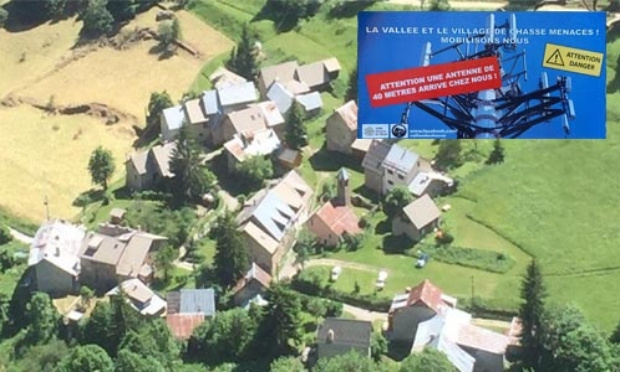 NON à l'Antenne relais FREE à l'entrée du Hameau de CHASSE à Villars Colmars 04370