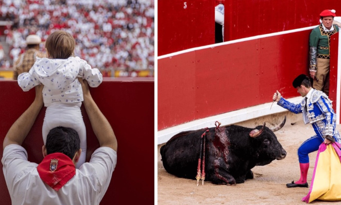 Contre la présence des enfants assistant aux atrocités des corridas !