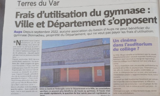 Stop aux restrictions d'accès au gymnase à Aups !
