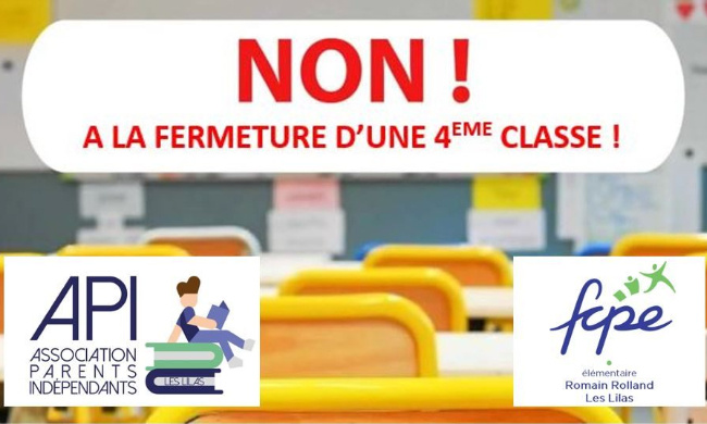 Non à la 4ème fermeture de classe à l'école élémentaire Romain Rolland