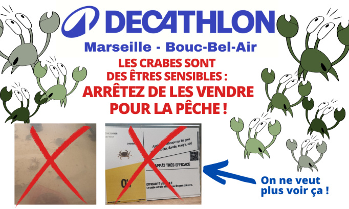 Decathlon Marseille - Bouc-Bel-Air, les crabes sont des êtres sensibles : arrêtez de les vendre pour la pêche !