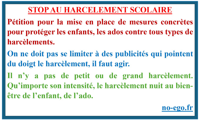 Stop au harcèlement scolaire ! Proposition de projet de loi