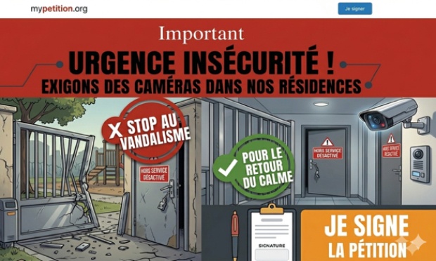 Pétition : Urgence insécurité ! Exigeons des caméras dans nos résidences !
