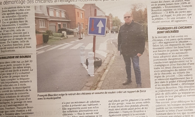 Non aux aménagements inutiles et dangereux installés rue JB Lebas à Lambres