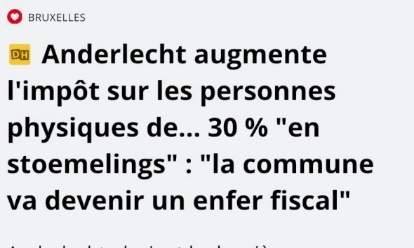 Non à l'augmentation des taxes à Anderlecht, non à l'augmentation de 30% de l'IPP
