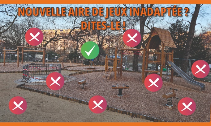 Nouvelle aire de jeux du Parc Pic pas adaptée !