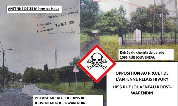 Opposition à l'installation de l'antenne relais de 35 mètres Rue Jouveneau ROOST-WARENDIN 