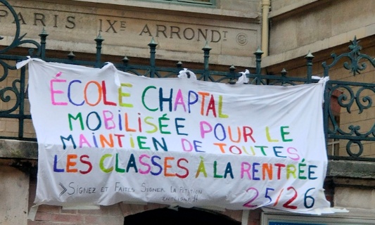 NON à la fermeture de classe à l'école polyvalente Chaptal !