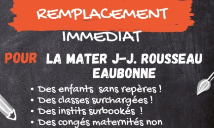 Pour le recrutement immédiat d'un.e remplacant.e pour la maternelle JJ Rousseau Eaubonne.
