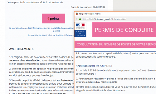 Permis à points: pour que les usagers puissent connaître l'historique