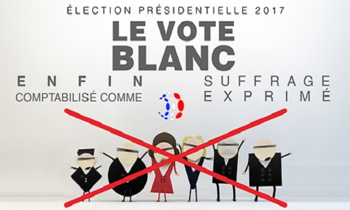 Obtenir les 500 parrainages d'élus pour représenter le VOTE BLANC à l'élection Présidentielle de 2017.