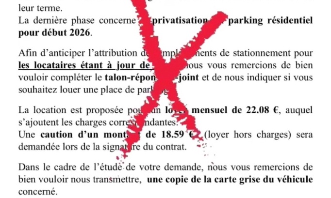 Pour une place de parking gratuite par logement, résidence rue Omer Olivier