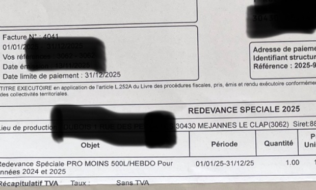 Pour l'exonération de la taxe ordures ménagères pour entreprises domiciliées