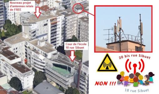 NON à l'antenne relais FREE 4G au dessus de l'école de l'Immaculée Conception (Paris 12ème)