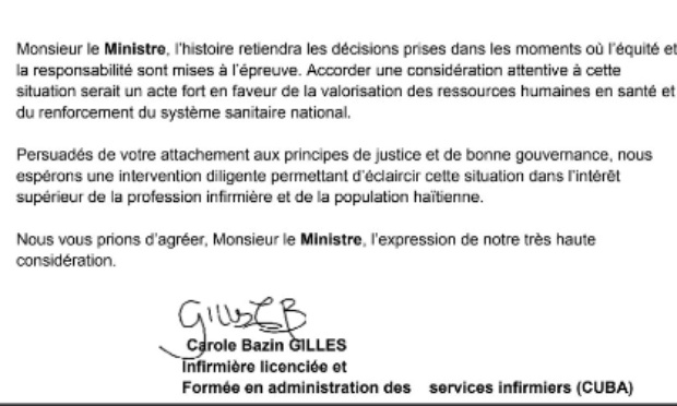 Pétition pour vérification et réévaluation des résultats des examens infirmières et infirm