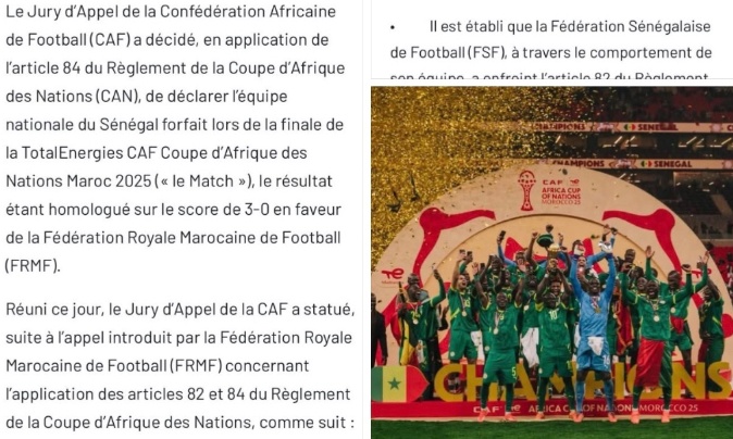 Contre la décision de la CAF qui déshonore le football africain