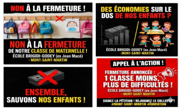 NON ! A la fermeture de classe de l'école BRIGIDI-GODEY (Jean-Macé) de Mont-Saint-Martin