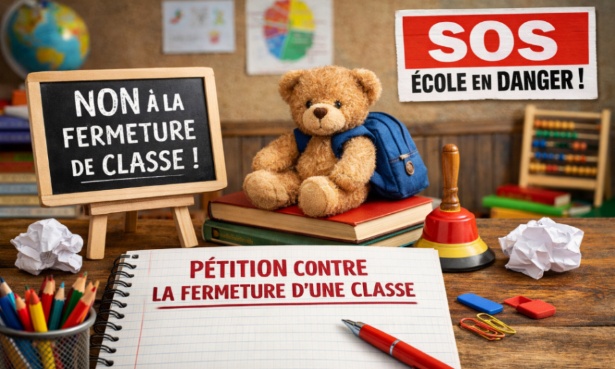 Non à la fermeture d'une classe Suzanne Crapet maternelle à Nieppe