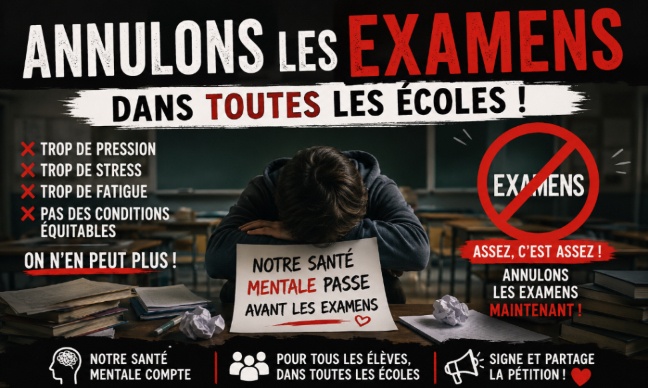 Pour l&rsquo;annulation imm&eacute;diate des examens &agrave; cause du manque d&rsquo;enseignants et des probl&egrave;mes diffus&eacute;s sur les m&eacute;dias.
