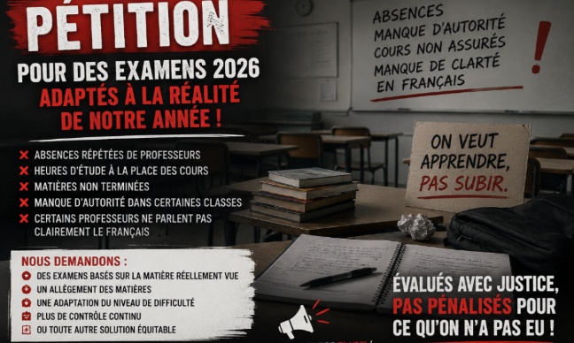 Pétition, demande d'adaptation des examens 2026