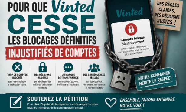 Pour que Vinted cesse les blocages définitifs injustifiés de comptes