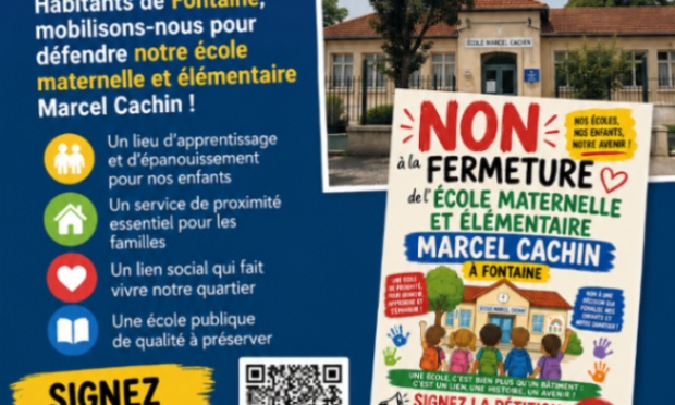 Non à la fermeture de l'école Marcel Cachin à Fontaine