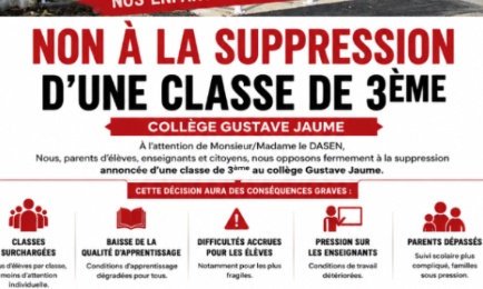 Pour le maintien de la classe de 3e au Collège Gustave à Pierrelatte
