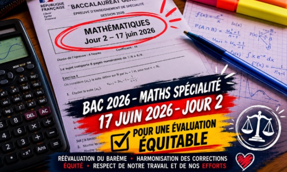 Pour la r&eacute;&eacute;valuation  du bar&egrave;me du bac de Math&eacute;matiques Sp&eacute;cialit&eacute; jour 2 le 17/06/2026