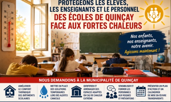 Protégeons nos enfants et le personnel de l'école de Quinçay face aux fortes chaleurs