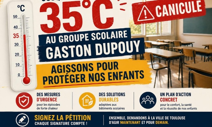 Jusqu'à 35°C au groupe scolaire Gaston Dupouy : agissons pour protéger nos enfants
