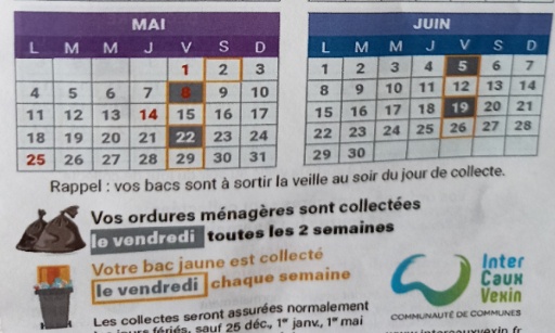 Pour un ramassage hebdomadaire des ordures ménagères pendant l'été