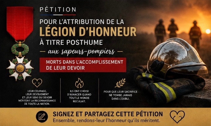 Légion d'honneur à titre posthume aux sapeurs-pompiers morts en accomplissant leur devoir