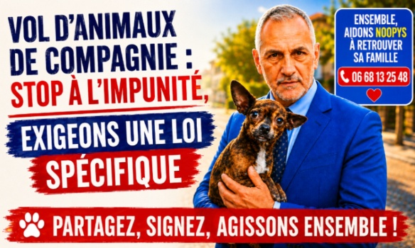 « Vol d'animaux de compagnie : stop à l'impunité, exigeons une loi spécifique »