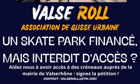 Pour l'accès de l'association de glisse Valse Roll au skate park de Valserhône