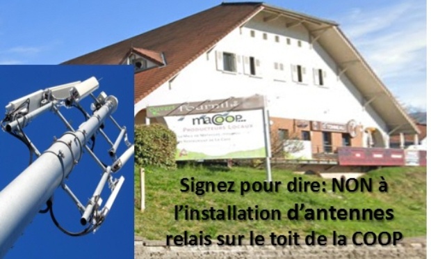 NON aux antennes relais sur le toit de la COOP de Saint Ismier