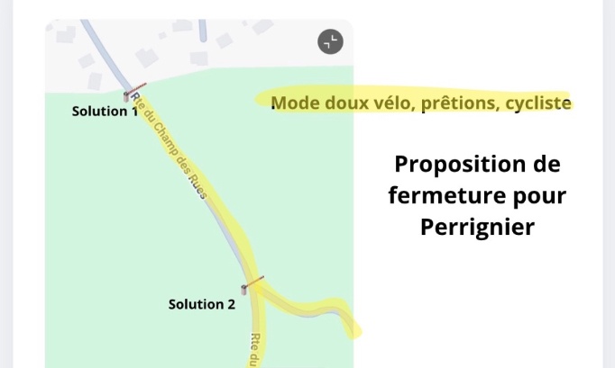 Pétition pour la fermeture d'une portion de la route du champ des rues