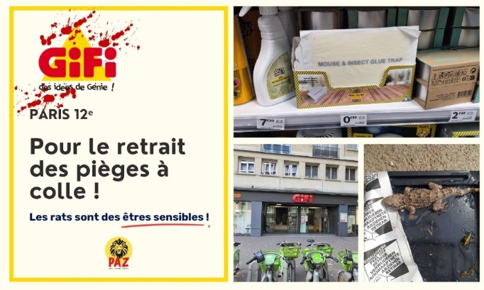 Pour le retrait des pi&egrave;ges &agrave; colle au GiFi Paris 12e