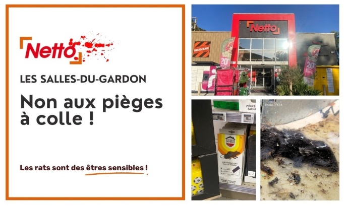 Non aux pièges à colle au Netto Les Salles-du-Gardon