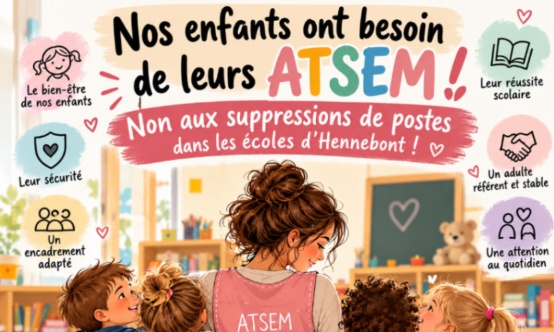Nos enfants ont besoin de leurs ATSEM : non aux suppressions de postes dans les écoles d’Hennebont !